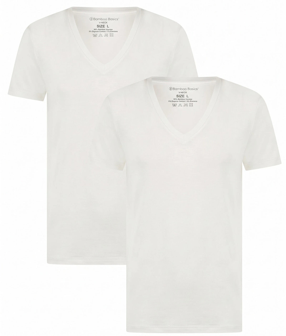 Bamboobasics Bamboo Basics 2-pak heren T-shirts V-hals - slim fit - Vigo