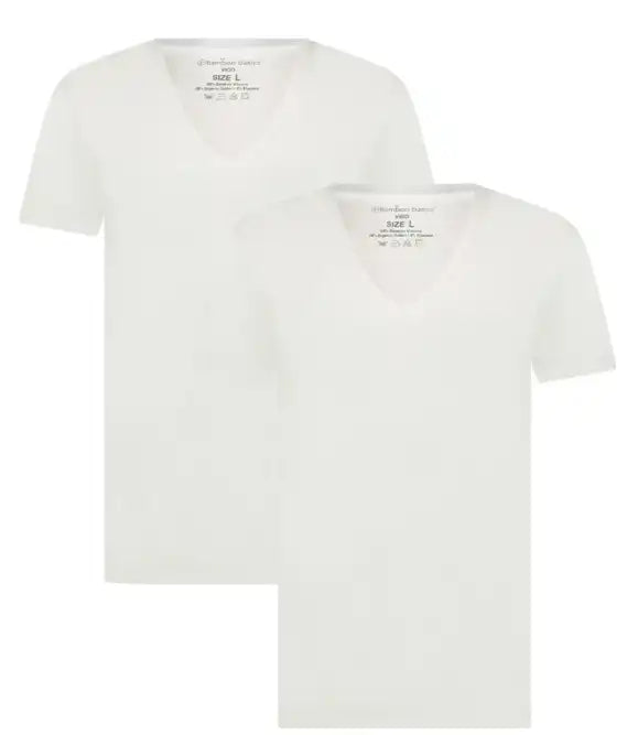 Bamboobasics Bamboo Basics 2-pak heren T-shirts V-hals - slim fit - Vigo