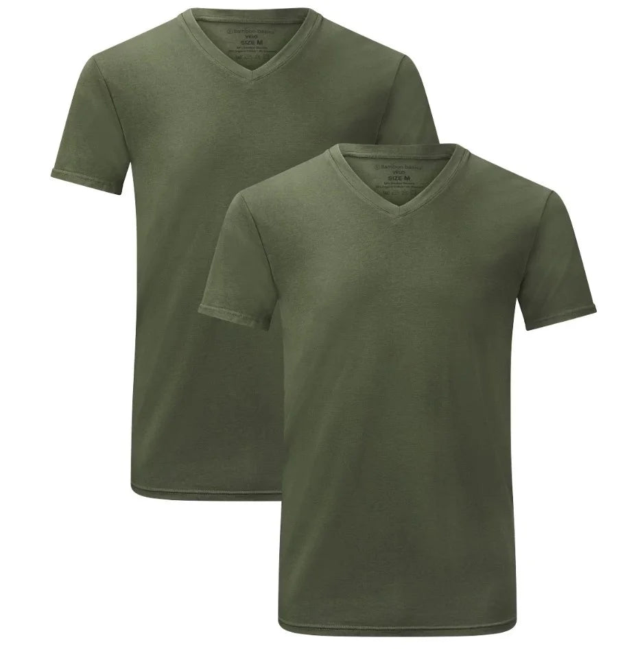Bamboobasics Bamboo Basics 2-pak heren T-shirts V-hals - Velo
