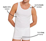 Beeren Beeren extra lang heren hemd - singlet - wit