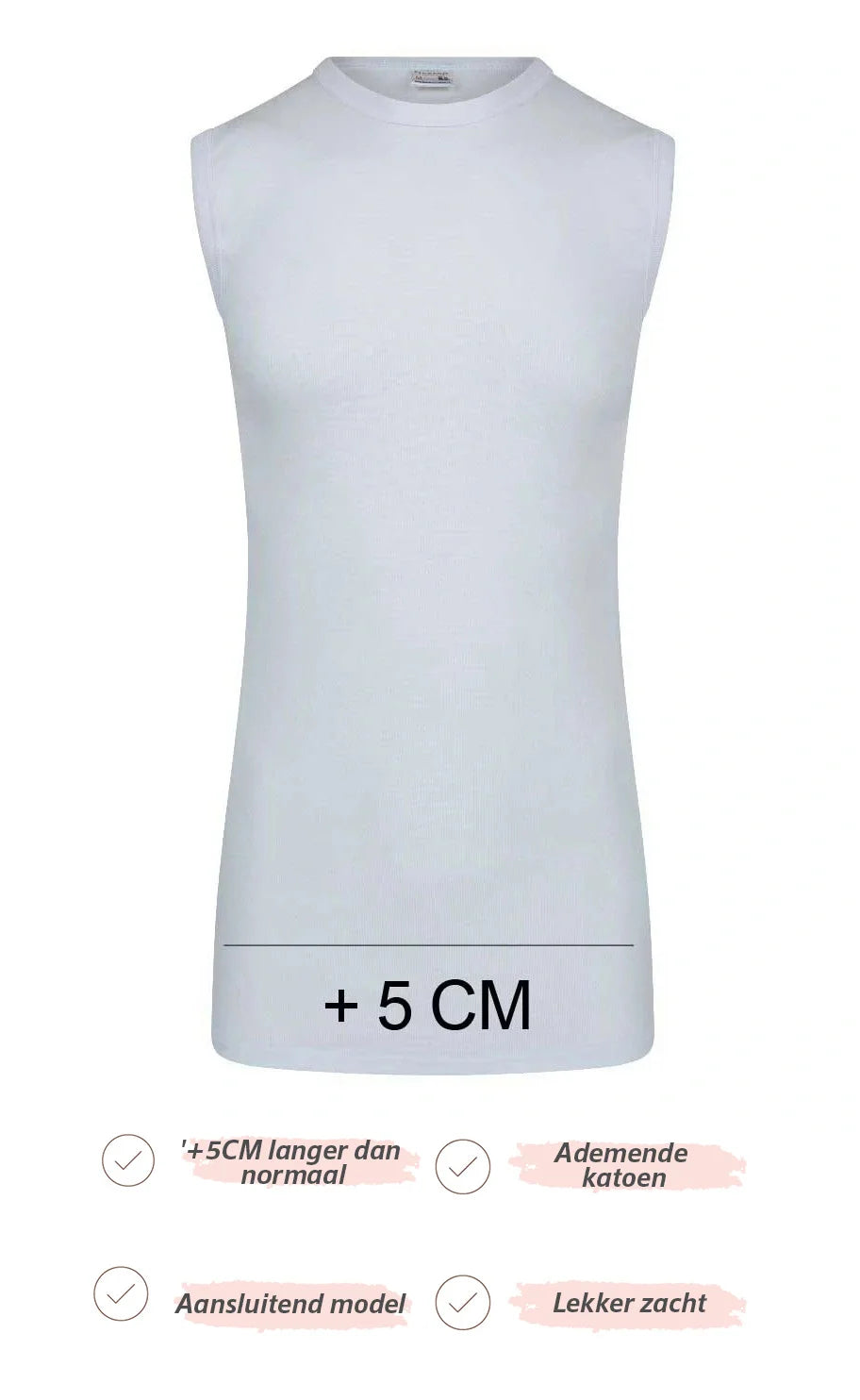 Beeren Beeren heren mouwloos shirt katoen Extra lang