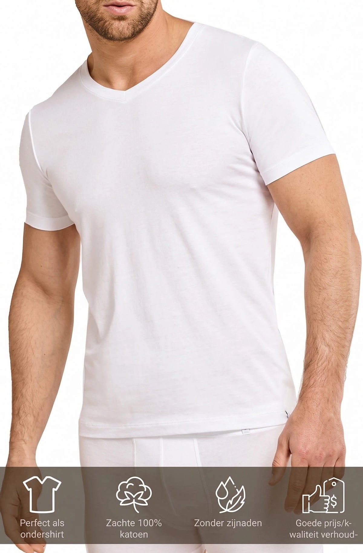 Beeren Beeren heren ondershirt V-hals - Korte mouw M3000
