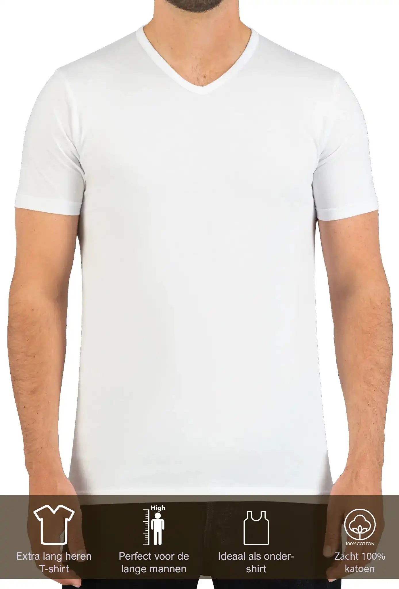 Beeren Beeren heren T-shirt V-hals M3000, Extra Lang