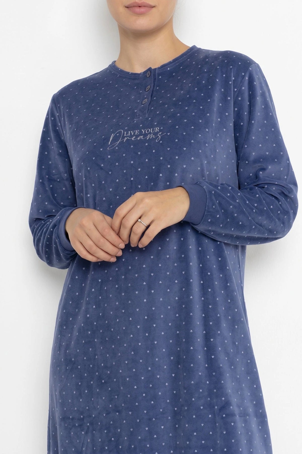 Beeren Cocodream velours nachthemd dames - Dots