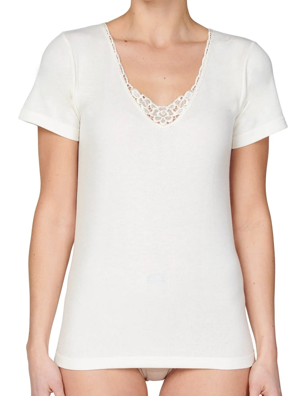 Beeren Entex dames thermo shirt korte mouw met kant