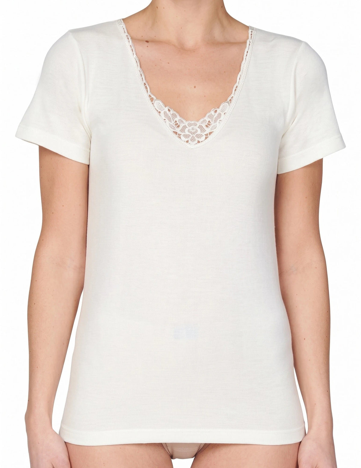 Beeren Entex dames thermo shirt korte mouw met kant