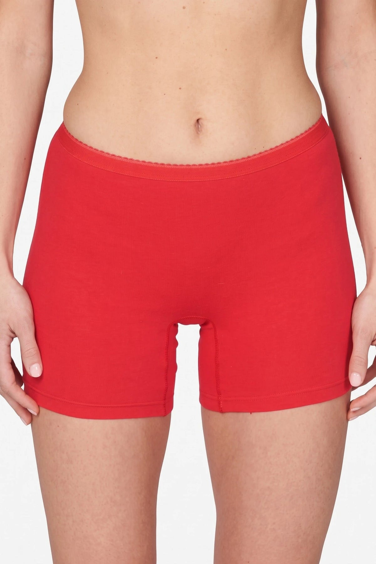 Rood | voor | Vooraanzicht op model, rood – Beeren 6-pak dames Boxershort Softly - lange pijpjes