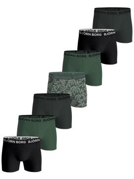 Groen combi | voor | Vooraanzicht, groen combi – Bjorn Borg 7-Pack jongens boxershorts - Cotton stretch