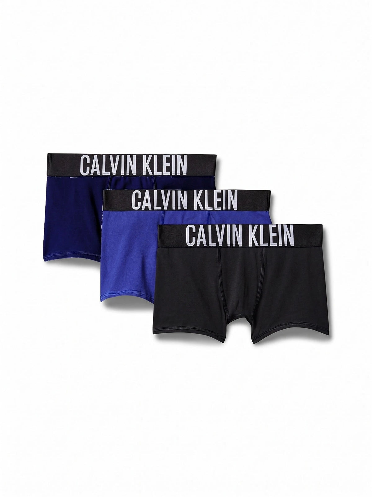 Zwart/Blauw | voor | Vooraanzicht, zwart/blauw – Calvin Klein 3-Pack jongens Trunks Boxershorts