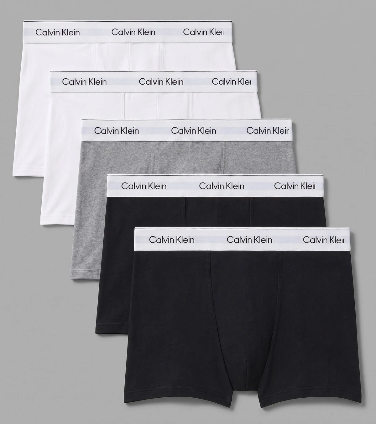 Wit/zwart/grijs | voor | Vooraanzicht, wit/zwart/grijs – Calvin Klein 5-Pack Heren Boxershorts - Icon Cotton stretch