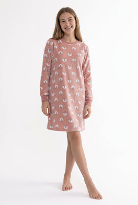 Cocodream velours fleece meisjes nachthemd lange mouw - Fox