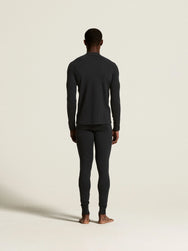 Zwart | achter | Achteraanzicht op model met shirt, zwart – Craft merino wollen thermobroek heren - Wool Comfort