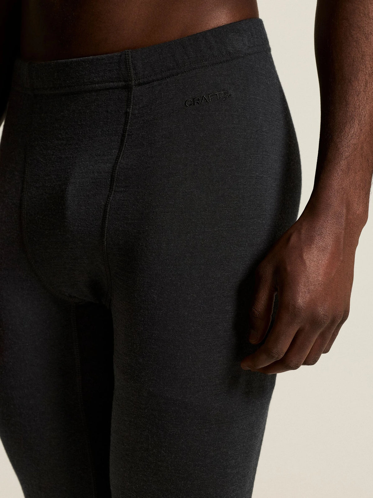 Zwart | detail | Detail tailleband, zwart – Craft merino wollen thermobroek heren - Wool Comfort