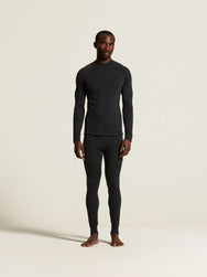 Zwart | sfeer | Op model met bijpassend shirt, zwart – Craft merino wollen thermobroek heren - Wool Comfort