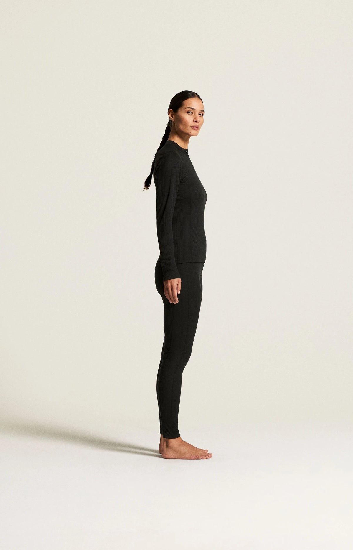 Zwart | zij | Zijaanzicht andere kant, zwart – Craft thermoset dames shirt en broek - Baselayer