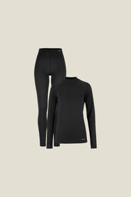 Zwart | packshot | Packshot shirt en broek, zwart – Craft thermoset dames shirt en broek - Thermal Baselayer