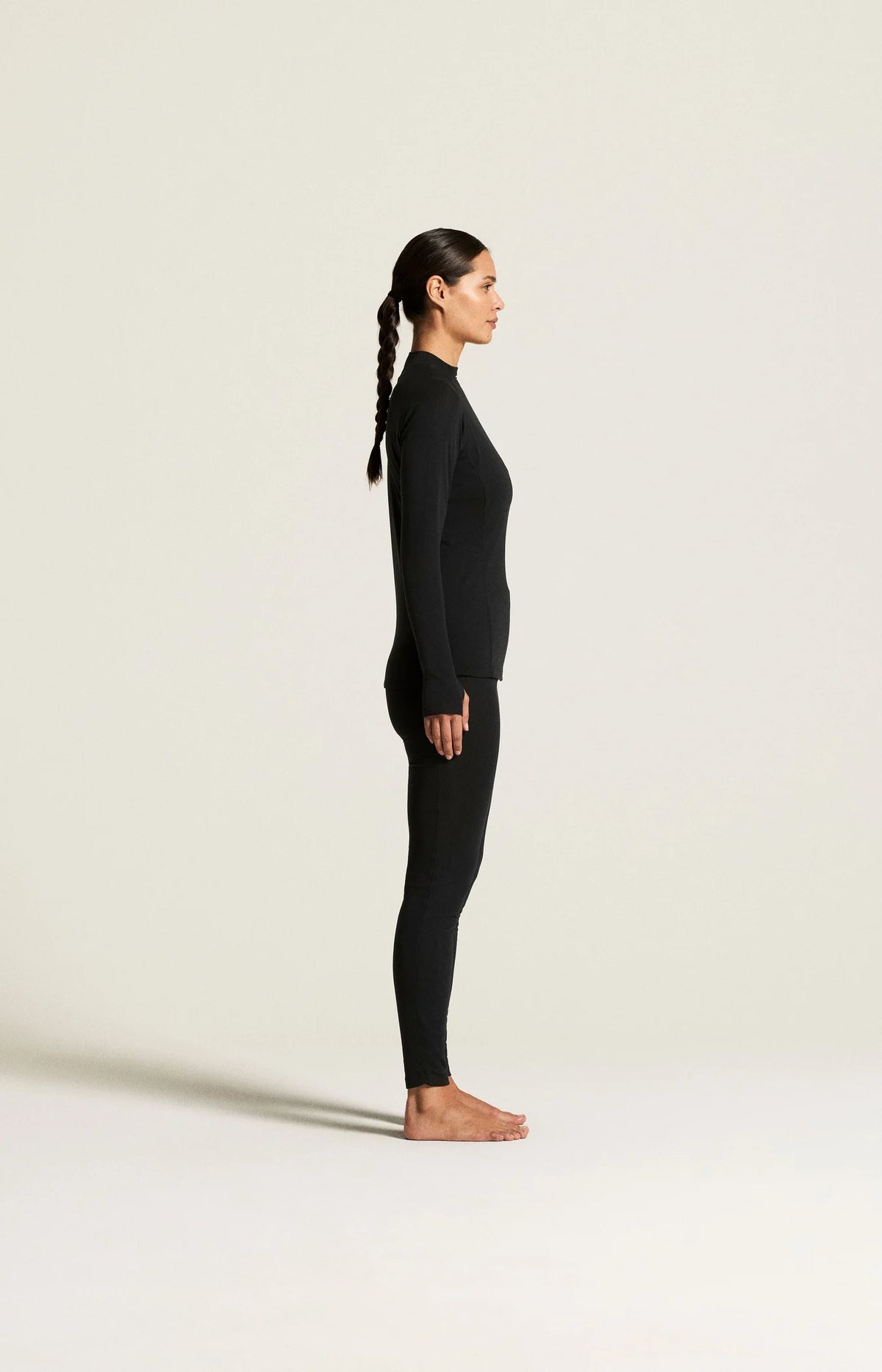 Zwart | zij | Zijaanzicht andere kant, zwart – Craft thermoset dames shirt en broek - Thermal Baselayer