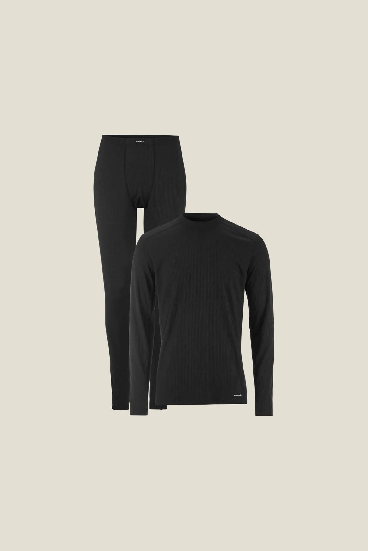 Zwart | packshot | Packshot shirt en broek, zwart – Craft thermoset heren shirt en broek - Baselayer Set 2