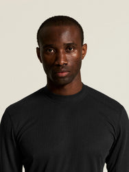 Alle | detail | Detail hals en schouders, zwart – Craft thermoset heren shirt en broek - Baselayer Set 2