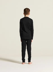 Zwart | achter | Achteraanzicht op model, zwart – Craft thermoset kinderen shirt en broek - Baselayer Set 2