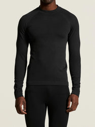 Zwart | voor | Vooraanzicht op model, zwart – Craft extra warm thermoshirt heren lange mouw - Warm Comfort
