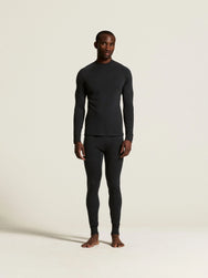 Zwart | sfeer | Op model met bijpassende broek, zwart – Craft merino wollen thermoshirt heren lange mouw - Wool Comfort