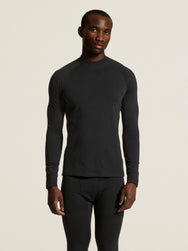 Zwart | voor | Vooraanzicht op model, zwart – Craft merino wollen thermoshirt heren lange mouw - Wool Comfort