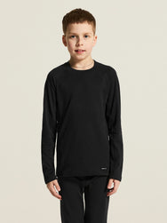 Zwart | voor | Vooraanzicht op model, zwart – Craft thermoshirt kinderen lange mouw - Thermal Baselayer JR