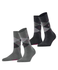 Falke Burlington 2-paar Everyday dames sokken - Argyle