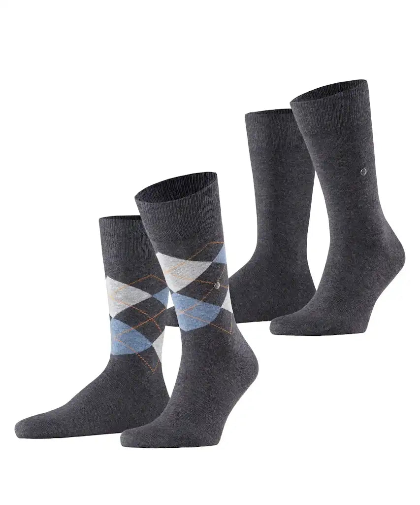 Falke Burlington 2-paar mix Everyday heren sokken - Argyle