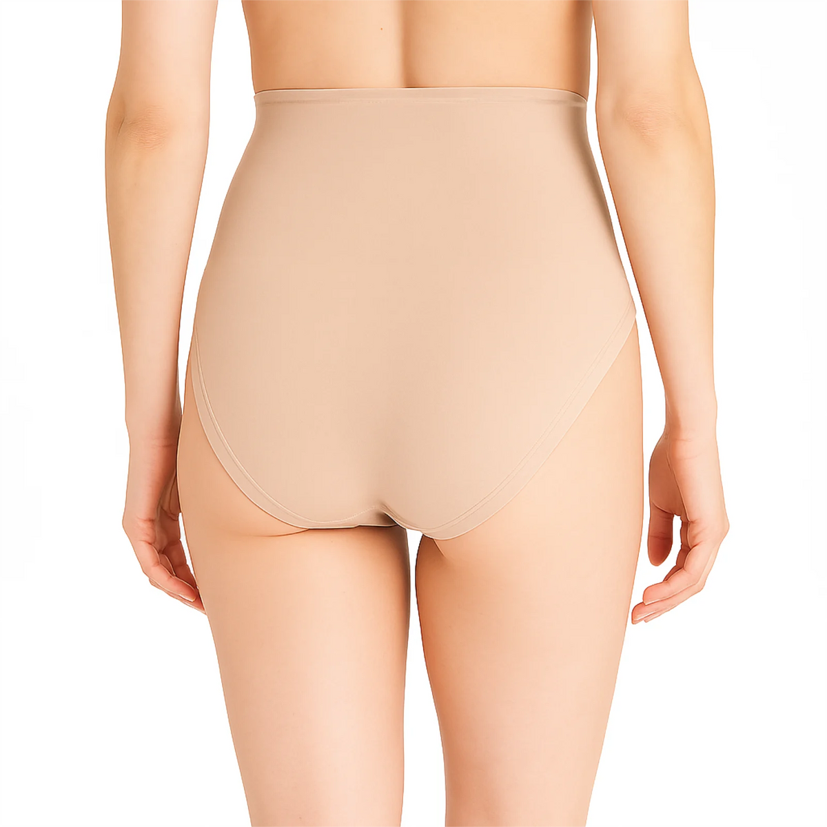Alle | achter | Achteraanzicht op model, huidkleur – Fine Woman 10-pak dames hoge taille slips met kant - Katoen