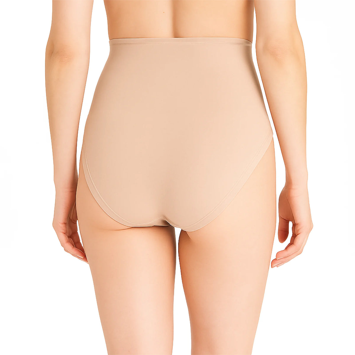 Alle | achter | Achteraanzicht op model, huidkleur – Fine Woman 10-pak dames hoge taille slips met kant - Katoen