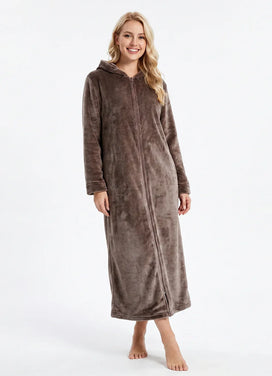 Gaubert extra lange dames badjas fleece - Met rits