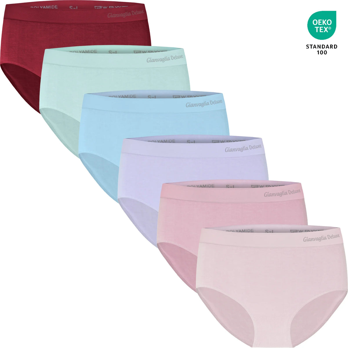 Pastel mix | pack | Overzicht 6-pack, pastel mix – Gianvaglia 6-pack naadloze dames slips microfiber - Pastel