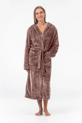Holland underwear Gaubert lange dames badjas fleece - Capuchon