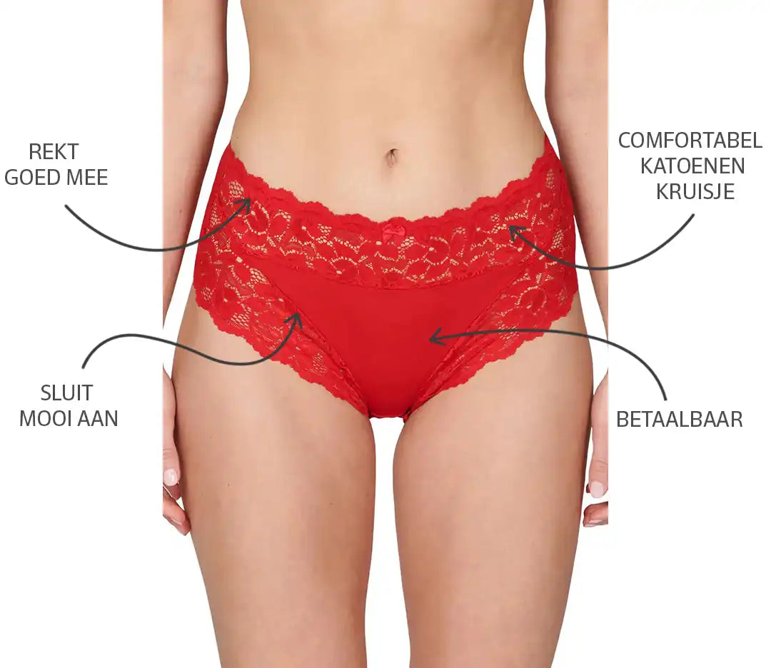 J&C J&C dames tailleslip met kant - microfiber