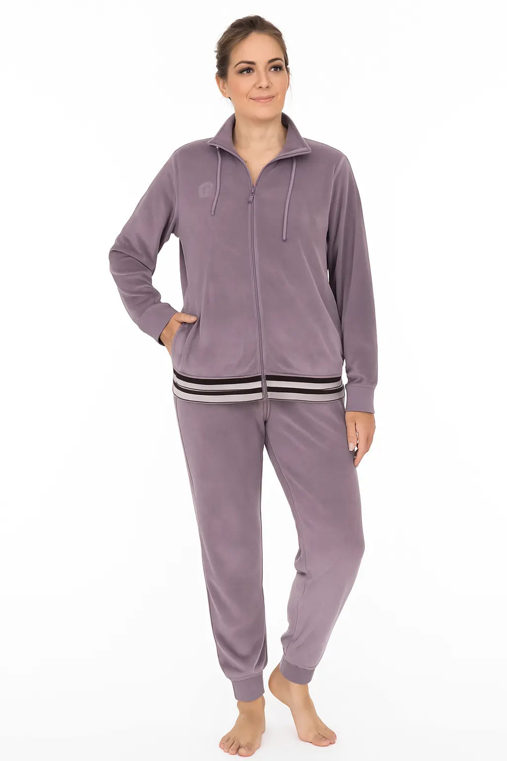 Jorn Cocks Irresistible dames huispak velours - Lila stripe