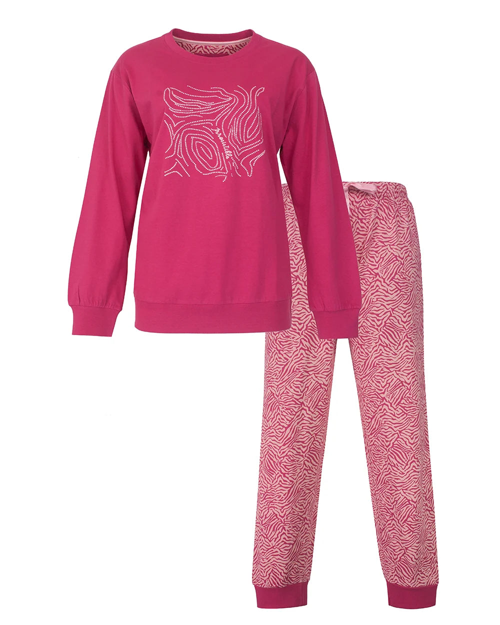 Jorn Cocks Irresistible dames pyjama lange mouw - Ronde hals - Pink flower