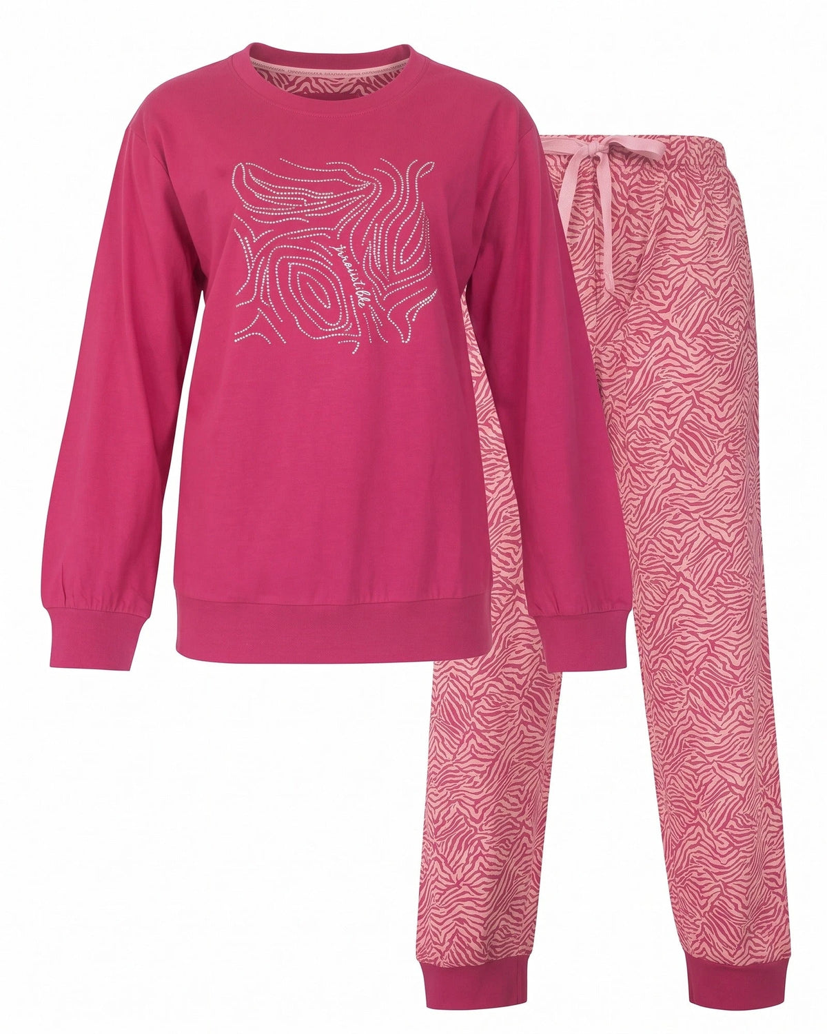Jorn Cocks Irresistible dames pyjama lange mouw - Ronde hals - Pink flower
