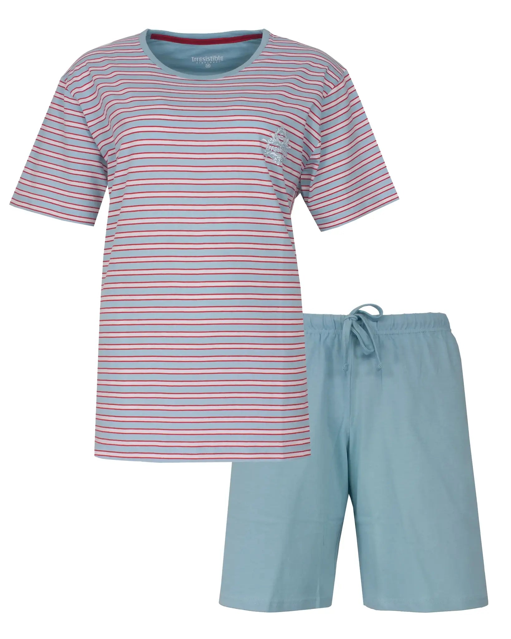 Jorn Cocks Irresistible dames shortama katoen - Blauw streep