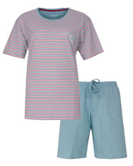 Jorn Cocks Irresistible dames shortama katoen - Blauw streep