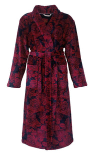 Jorn Cocks Medaillion dames badjas fleece - Red Flower
