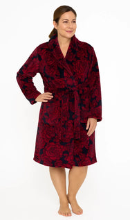 Jorn Cocks Medaillion dames badjas fleece - Red Flower