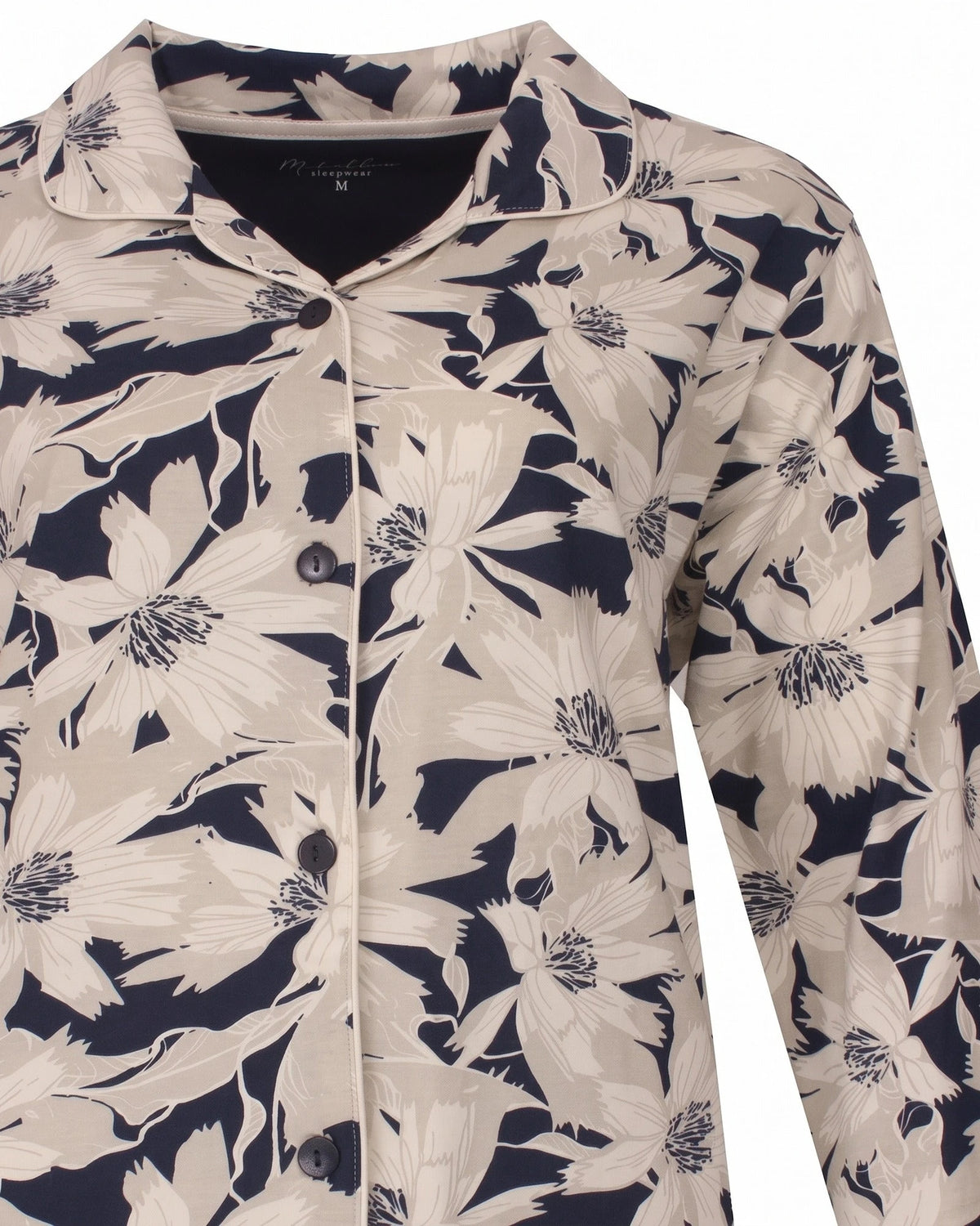 Jorn Cocks Medaillion dames pyjama - Doorknoop knoopsluiting - Blue flower