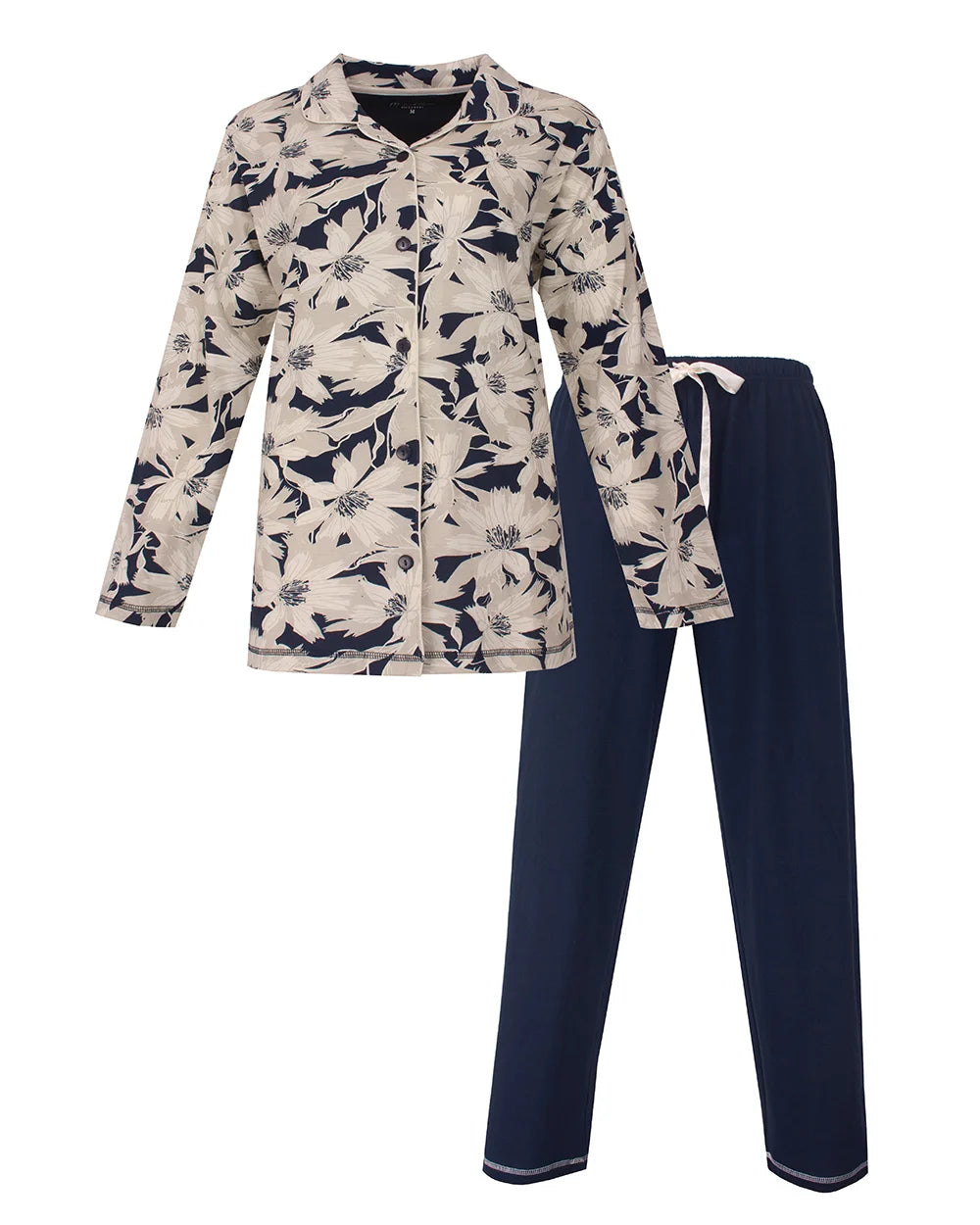 Jorn Cocks Medaillion dames pyjama - Doorknoop knoopsluiting - Blue flower