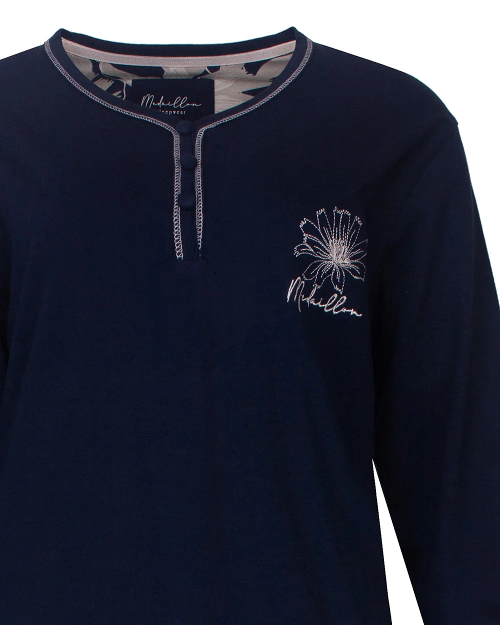 Jorn Cocks Medaillion dames pyjama lange mouw katoen - Blue flower