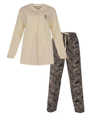 Jorn Cocks Medaillion dames pyjama lange mouw katoen - Yellow jungle