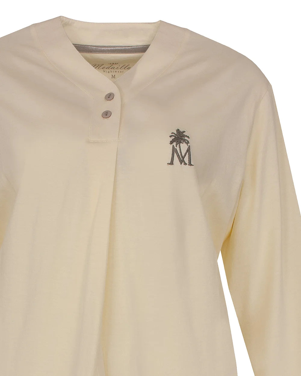 Jorn Cocks Medaillion dames pyjama lange mouw katoen - Yellow jungle