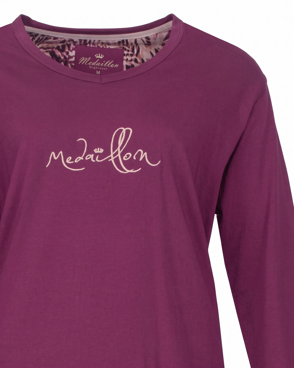 Jorn Cocks Medaillion dames pyjama lange mouw - Ronde hals - Violet Jungle