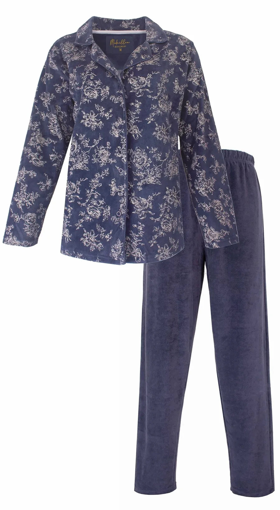 Jorn Cocks Medaillion dames velours pyjama doorknoop - Winter Flower